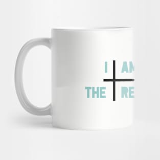 I am the resurrection, cross, blue Mug